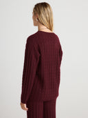 Women's Cashmere V-Neck Sweater in Burgundy | Side View