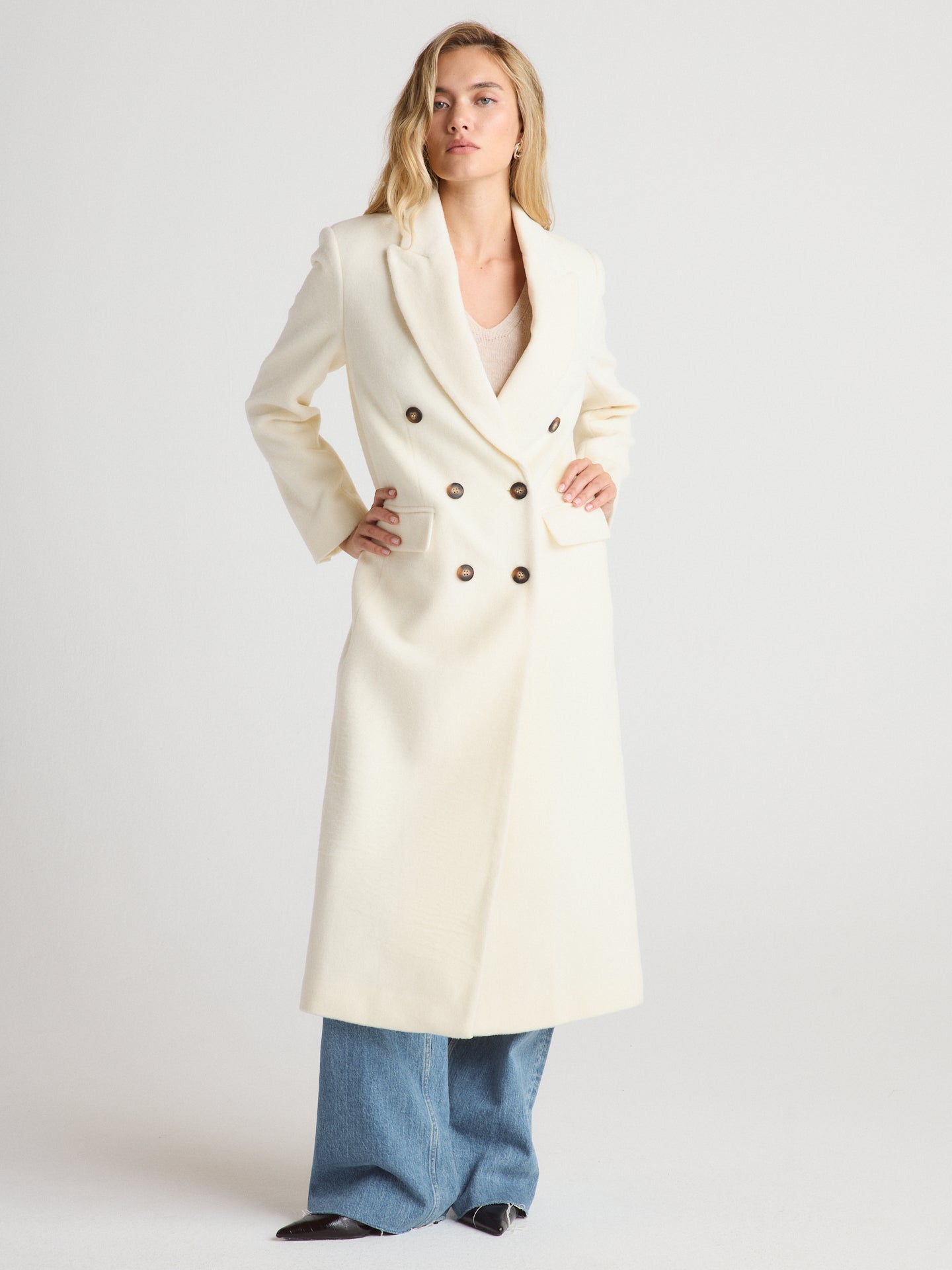 ジャケット・アウター Cashmere Double Breasted Coat 38 Women's Double Breasted Cashmere Wool Trench Coat in Black and