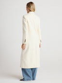 Women’s Double Breasted Cashmere Wool Maxi Coat in Ivory I Side View