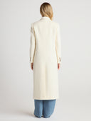 Women’s Double Breasted Cashmere Wool Trench Coat in Ivory I Back View