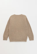 Women's Fisherman CARDIGAN Sweater Top Pure Cashmere in Tan | Product Back View