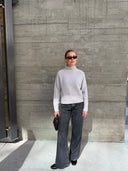 Women's Lane Cashmere Mock Neck Sweater in Mist - 100% Pure Premium Knitwear | Front View