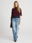 Women's Lightweight Cashmere Scarf with Fringe in burgundy | Front View