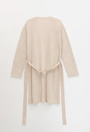 Women's Long Cashmere Robe Dress - Luxury Knit Lounge Robe in Oatmeal | Product Back View