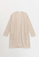 Women's Long Cashmere Robe Dress - Luxury Knit Lounge Robe in Oatmeal | Product View