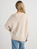 Women's Oversized Cashmere Cardigan in Sand | Back View