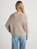 Women's Oversized Cashmere Crewneck Sweater in Heather Brown | Back View