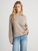 Women's Oversized Cashmere Crewneck Sweater in Heather Brown | Front View