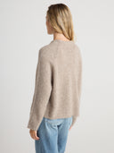 Women's Oversized Cashmere Crewneck Sweater in Heather Brown | Side View