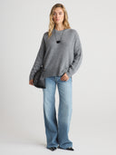 Women's Oversized Cashmere Jumper Shirt in Heather Grey | Front View