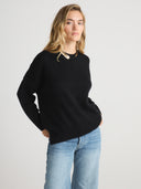 Women's Oversized Cashmere Jumper Sweater in Black | Front View