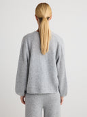 Women's Oversized Cashmere No Button/Open Cardigan Top in Light Gray | Back View