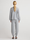 Women's Oversized Cashmere No Button/Open Cardigan in Light Gray | Back View