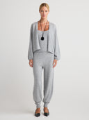 Women's Oversized Cashmere No Button/Open Cardigan in Light Gray | Front View