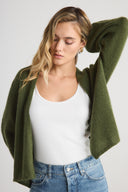 Women's Oversized Cashmere Open  Cardigan Dress in Green | Front View