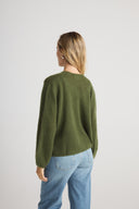 Women's Oversized Cashmere Open  Cardigan Dress in Green | Side View