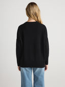 Women's Oversized Cashmere Top Sweater in Black | Back View