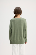 Women's Oversized Cotton Cashmere Jumper in Army Green I Back View