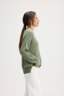 Women's Oversized Cotton Cashmere Jumper in Army Green I Front View