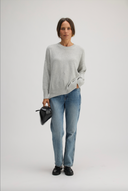 Women's Oversized Cotton Cashmere Sweater Top in Light Gray I Front View 