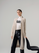 Women's Oversized Lightweight Cashmere Duster Cardigan in Light Brown | Front View