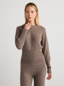 Women's Pure Silk Cashmere Pullover Top  in Hazelnut | Front View