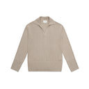 Women's Quaint Polo Pullover - Chic V-Neck Collar Ribbed Top Dress in Taupe | Product View
