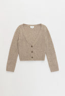 Women's Short Sleeve Cashmere Cardigan Sweater Dress - 100% Pure Knit in Heather Brown | Product View