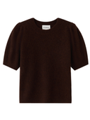 Women's Short Sleeve Cashmere Sweater in Dark Brown | Product View