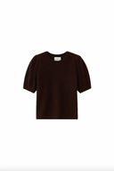 Women's Short Sleeve Cashmere Tee in Dark Brown | Product View