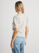 Women's Short Sleeve Cashmere Tee in Mist | Side View