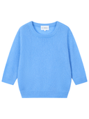 Women's Short Sleeve Silk Cashmere Sweaters Top in Cornflower | Product View