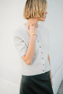 Women’s Short Sleeves Cardigan in Light White| Side View