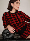 Women's Signature Houndstooth Short Sleeves Top in Burgundy | Front View