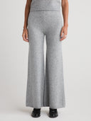 Women's Signature Silk Cashmere Wide Leg Lounge Sweatpants in Light Gray | Front View 