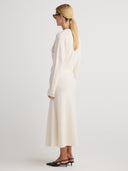 Women's Silk Cashmere Cardigan Button Up Dress in White | Side View