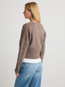 Women's Silk Cashmere Cardigan Button Up Sweater in Brown | Side View