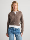 Women's Silk Cashmere Cardigan Button Up in Brown | Front View