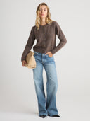 Women’s Silk Cashmere Long Cardigan Sweater in Jay | Front View