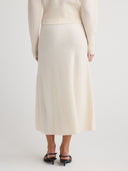 Women's Silk Cashmere Maxi Long Skirt Dress: Elegant Weightless Drape in White｜Back View
