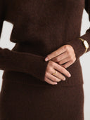 Women's Silk Cashmere Pullover Sweater in Brown | Closer View