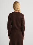 Women's Silk Cashmere Pullover Top  in Brown | Back View