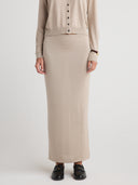 Women's Silk Cashmere Slip Skirt: Luxury Weightless Drape in Taupe | Front View