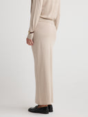 Women's Silk Cashmere Slip Skirt Outfit: Luxury Weightless Drape in Taupe | Side View