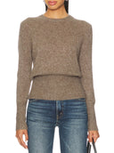 Women's Super Soft Silk Cashmere Pullover Sweater Top  in Hazelnut |  Front View