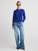 Women's Super Soft Silk Cashmere Pullover Sweater in Blue | Front View