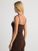 Women's Unmatched Softness Premium Silk Cashmere Camisole in Dark Brown | Side View