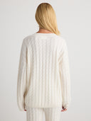 Women's V Neck Cashmere Jumper in White Color I Back View