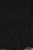 Women's Warm Cashmere Scarf with Fringe in Black  | Product Detail View