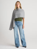 Women's Warm Cashmere Scarf with Fringe in Heather Grey | Front View